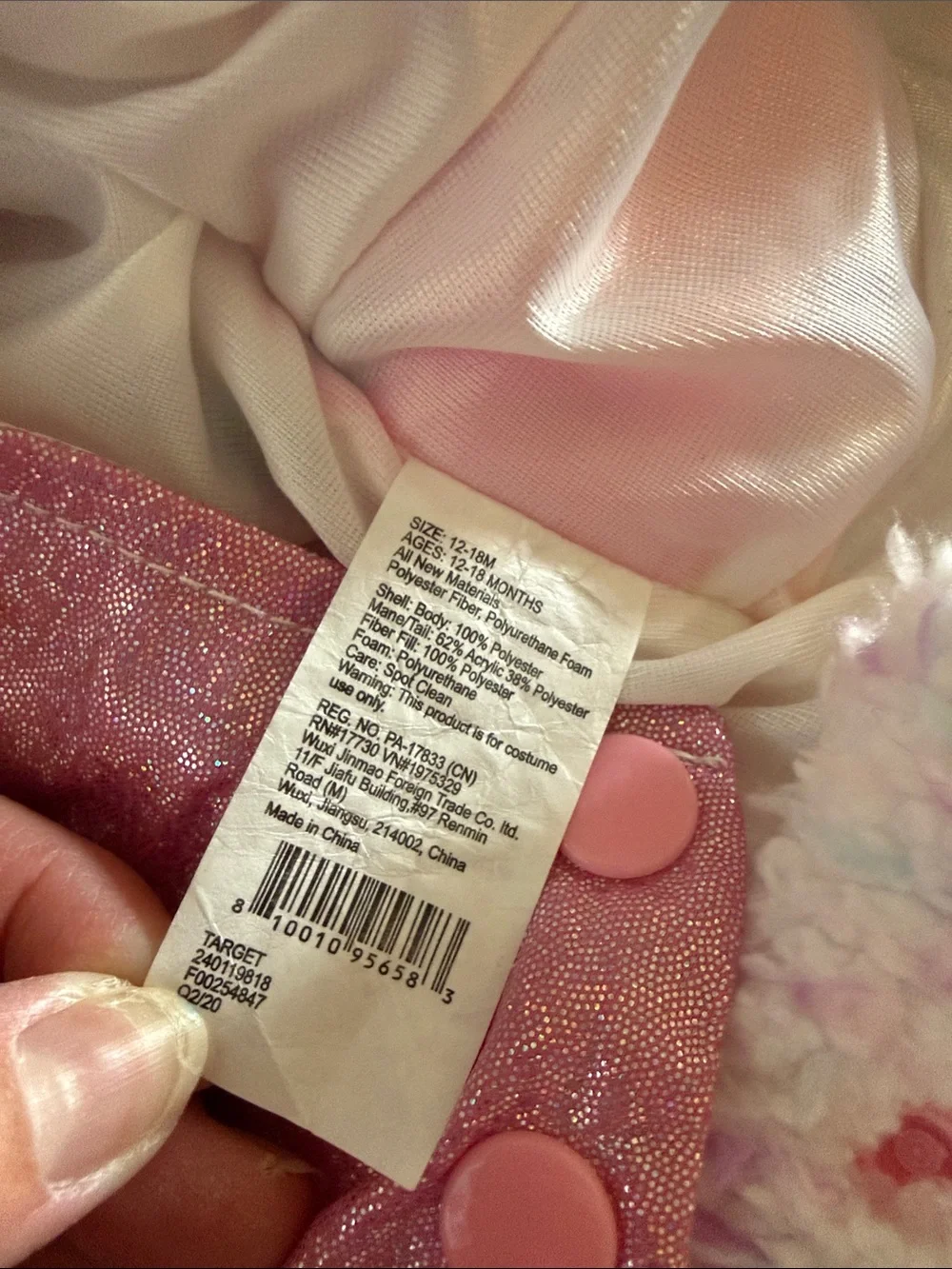Unicorn Hooded Jacket with Shimmer Pink Belly - Halloween Costume (12-18 months) - Picture 2 of 3